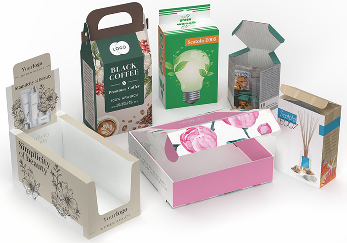 Qui puoi realizzare astucci e scatole personalizzate e stampate per i tuoi prodotti grazie a una vasta gamma di disegni e formati personalizzabili. Astucci, scatole e scatolette stampate adatte ad ogni esigenza di confezionamento.<br>Le dimensioni degli astucci saranno realizzate in base alle tue esigenze.<be> In fase di preventivo ed ordine inserisci le misure che desideri per i tuoi astucci e entro 24 ore ti sarà inviato il tracciato fustella personalizzato della scatola. Potrai così approntare il file per la personalizzazione stampata.