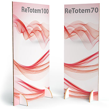Totem Pubblicitario Eco Sostenibile in Cartone Alveolare, stampabile con la tua grafica su entrambii lati 
