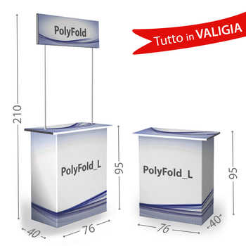 Banchetto di facile trasporto.  Desk Portatile  in Polipropilene polionda, trasportabile in una comoda scatola con maniglia.  La semplicità di montaggio e smontaggio, unita al ridotto ingombro di trasporto lo rendono strumento ideale per rapidi allestimenti di punti promoter. La struttura in materiale plastico è ideale anche in condizioni umide o all'esterno.